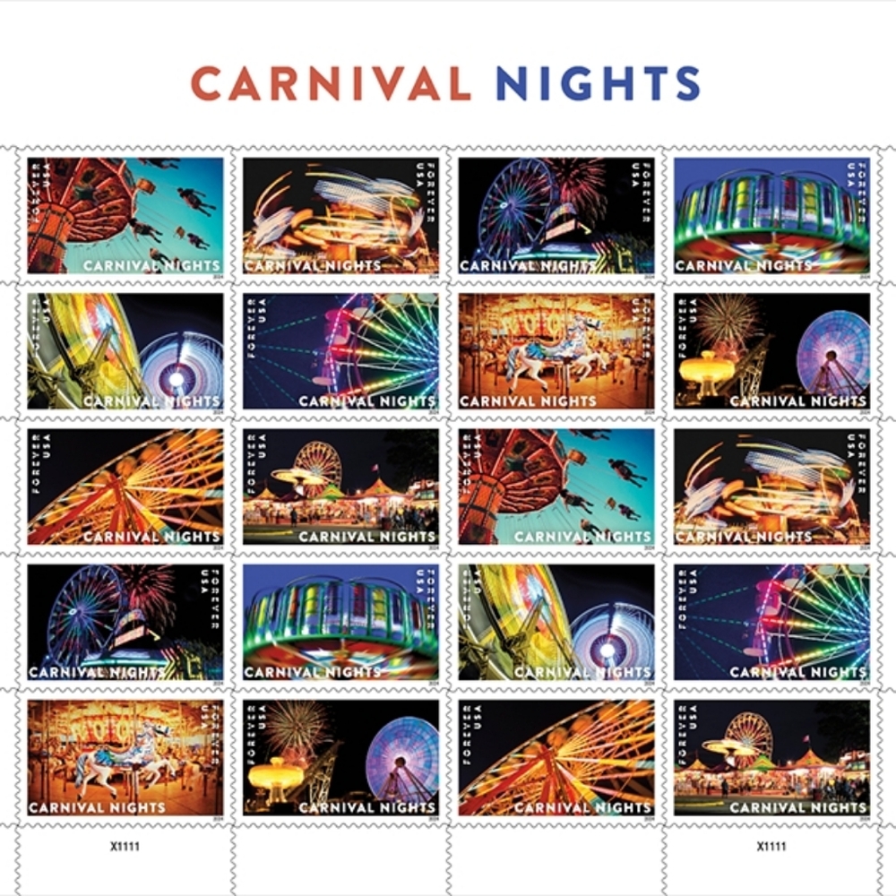 100 USPS‎ 2024 Carnival Nights Forever Stamps Festival Amusement Park Postage
